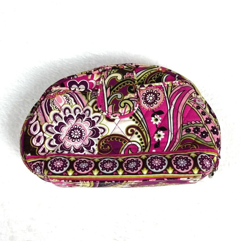Vera Bradley Pink Multicolor Paisley and Floral Quilted Cosmetic Bag Travel
